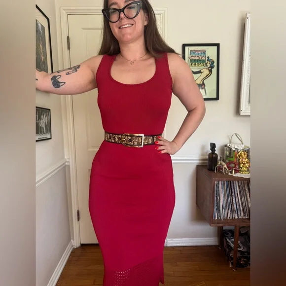 70s Vintage Dior Trotter Print Belt w Gold Tone Buckle - Picture 2 of 8